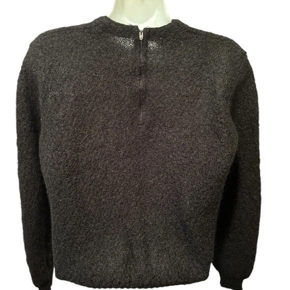 VTG 80’s Aileen Wool Blend Boucle Black Sweater Sz S Round High Neck Fall Winter - Picture 3 of 6